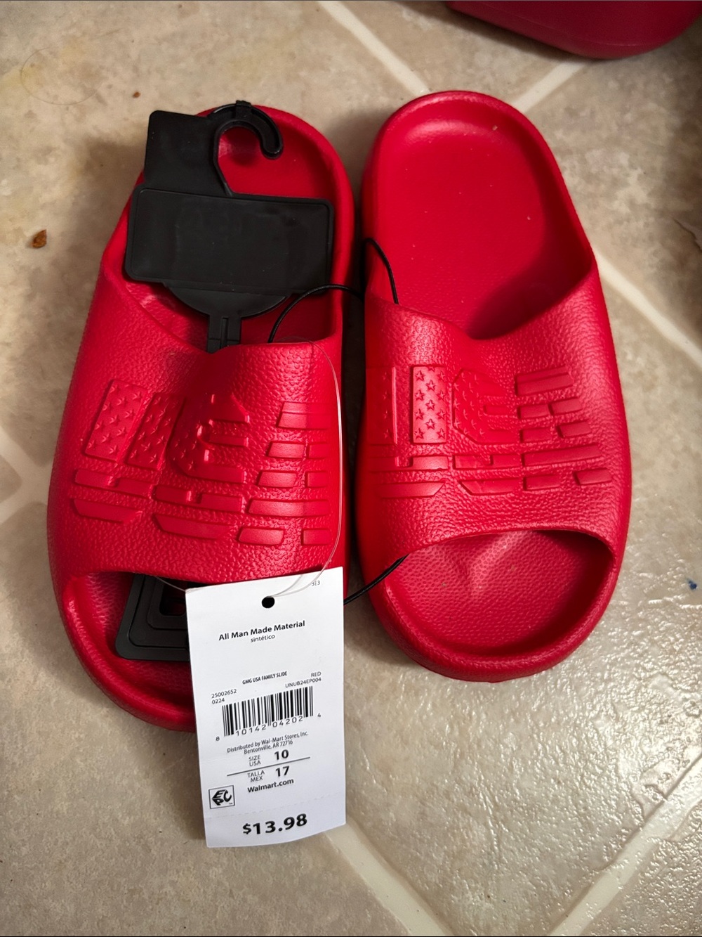 Kids Red Slide Sandals with Molded Footbed